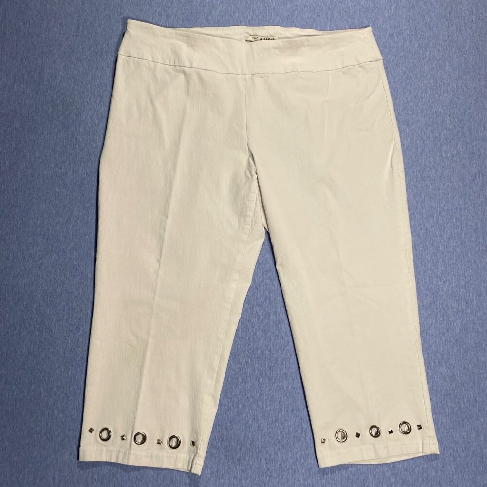 Zac & Rachel Womens White Cropped Pants Size 16